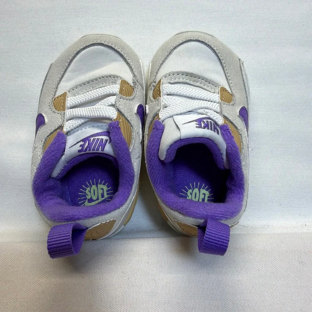 Nike Air Max 90 Crib Shoes 3C White Purple Grey Infant Baby Sneakers CI0424-113